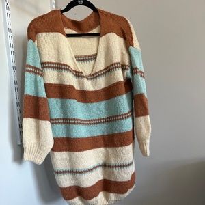 Shein v-Neck Drop Shoulder Colorblock Sweater Dress